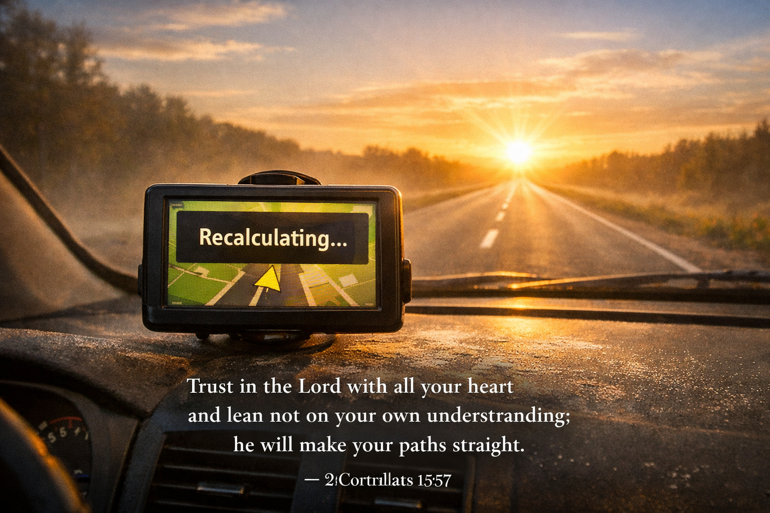 Proverbs 3:5-6 — He Will Make Your Paths Straight | GPS Recalculating Wallpaper